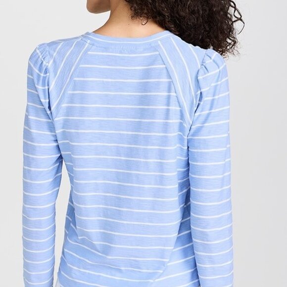 Veronica Beard Jean Mason Baseball Tee Women Size L Blue - Picture 2 of 16